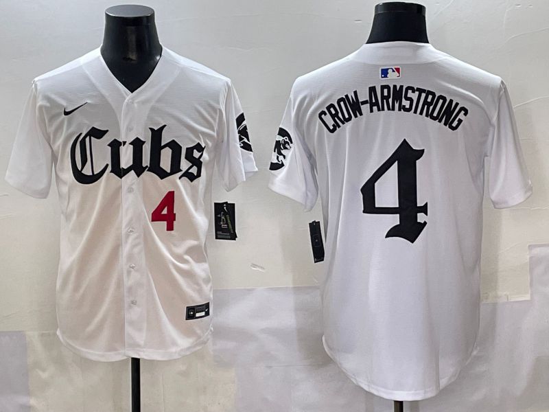 Men 2025 Chicago Cubs 4 Crow-Armstrong White Five generations Joint Name Nike MLB Jersey style 6